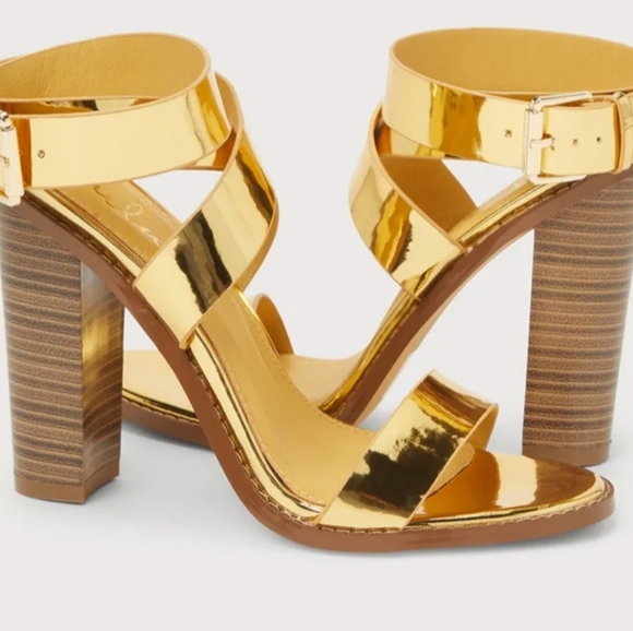 Venus Gold Ankle strap heels size 7 NWT - Picture 3 of 4